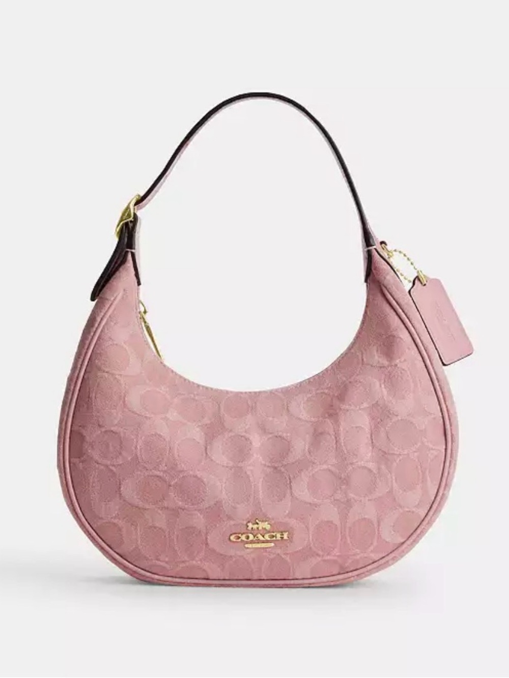 Coach Blush Pink Signature Crescent Shoulder Bag